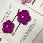 Six Coordinating Crochet Flower Bobby Pins